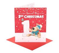Boofle | Christmas Card for Baby Boy's 1st Christmas | Xmas Presents | Him, Boys, Men | Cute Design | With Envelope | 18.4 x 15.9 cm
