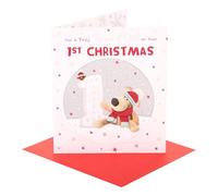 Boofle | Christmas Card for Baby Girls 1st Christmas | Xmas Presents | Her, Girls, Women | Cute Design | With Envelope | 18.4 x 15.9 cm