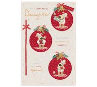 Boofle | Christmas Card for Daughter In Baubles Design | Xmas Presents | Counter Cards | With Envelope | 16.5 x 25.4cm