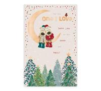 Boofle | Christmas Card for One I Love Couple On The Moon Design | Xmas Presents | Counter Cards | With Envelope | 14.9 x 22.9cm