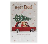 Boofle Dad Christmas Card with Envelope - Cute, Sweet Design Character Collecting Tree, Multi