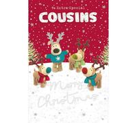 Boofle Extra-Special Cousins Christmas Card Reindeers Cute Xmas Greeting Cards Festive Design, Heartfelt Wishes, Charming Icons, Eco-Friendly, Posting Size, Meaningful Keepsake