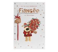 Boofle Fiancée Christmas Card with Envelope - Sweet Design and Bouquet of flowers, Multi