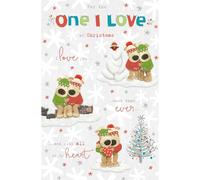 Boofle For The One I Love Christmas Card All My Heart Cute Xmas Greeting Cards Heartfelt, Silver Foiling, Embossed, Eco-Friendly, Keepsake, Charming, Quality, For A Partner