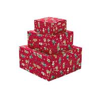 Boofle Multipack of 3 Christmas Roll Wraps (4m each) for Him/Her/Friend - Cute Design - (12m total)