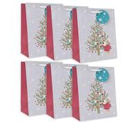 Boofle | Multipack of 6 Large Gift Bags for Him/Her/Friend | For Christmas Gifts | Cute Design | 26.7 x 33 x 13.7 cm