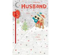 Boofle My Amazing Husband Christmas Card Embellished Cute Xmas Greeting Cards Romantic Design, Silver Foil, Heartfelt Message, Eco-Friendly, Keepsake, For Him, Xmas Wishes