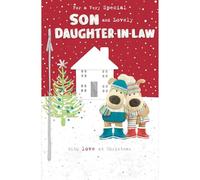 Boofle Son & Daughter-In-Law Christmas Card Embellished Cute Xmas Greeting Cards Festive Design, Heartfelt Message, Eco-Friendly, Envelope Included, Cute Keepsake, For A Couple