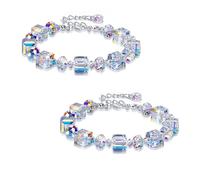 Booge 2 Pcs Adjustable Elemental Crystal Bracelet, Northern Lights Crystals Bracelet Link Bracelet Jewelry Gifts