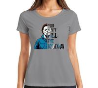 Boogeyman Halloween Saying Murderer Horror Slasher Mask Retro Women's T-Shirt, gray, S