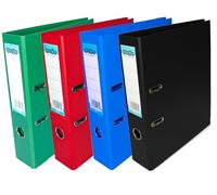 Booghe A4 Lever Arch File with Protector - Single, 4 or 10 Pack - Black, Red, Blue, Green, Turquoise, Fuchsia - Heavy Duty Office Filing & School Binders (4, Assorted)
