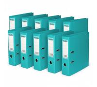 Booghe A4 Lever Arch File with Protector - Single, 4 or 10 Pack - Black, Red, Blue, Green, Turquoise, Fuchsia - Heavy Duty Office Filing & School Binders (10, Turquoise)