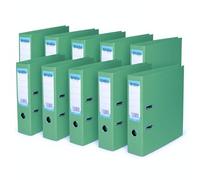 Booghe A4 Lever Arch File with Protector - Single, 4 or 10 Pack - Black, Red, Blue, Green, Turquoise, Fuchsia - Heavy Duty Office Filing & School Binders (10, Green)