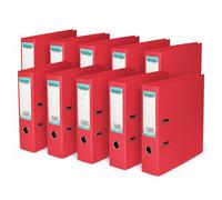 Booghe A4 Lever Arch File with Protector - Single, 4 or 10 Pack - Black, Red, Blue, Green, Turquoise, Fuchsia - Heavy Duty Office Filing & School Binders (10, Red)