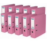 Booghe A4 Lever Arch File with Protector - Single, 4 or 10 Pack - Sky Blue, Pink, Lavender, Aqua - Heavy Duty Office Filing & School Binders (10, Pink)
