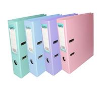 Booghe A4 Lever Arch File with Protector - Single, 4 or 10 Pack - Sky Blue, Pink, Lavender, Aqua - Heavy Duty Office Filing & School Binders (4, Assorted)