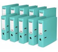 Booghe A4 Lever Arch File with Protector - Single, 4 or 10 Pack - Sky Blue, Pink, Lavender, Aqua - Heavy Duty Office Filing & School Binders (10, Aqua)