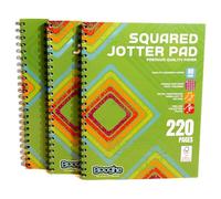 Booghe A4 Squared Jotta Notepad - Wirebound, 220 Pages, 80 GSM Premium Paper with 4-Hole Punch, Margins & Perforated Sheets, Perfect for Maths, Engineering & Office Use (Pack of 3)