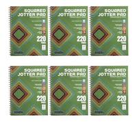 Booghe A4 Squared Jotta Notepad Wirebound With Premium quality writing paper 220 pages,with 80 GSM,4-Hole Punch Margins And Perforated Edges - Ideal for mathematic or Basic engineering use (Pack of 6)