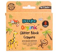 Booghe Glitter Block Crayons for Kids - Non-Toxic Easy to Hold Organic Nature-Friendly Crayons for Children, Safe Art Supplies for Toddlers 12 Plus Months, Eco-Friendly, (Pack of 8)