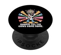 Boogie Till the Cows Come Home Retro Disco Cow Funny PopSockets Adhesive PopGrip