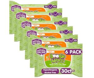 Boogie Wipes Saline Nose Wipes, Fresh Scent, 30-Count (Pack of 6)