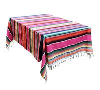 boogift Mexican Blanket Striped Tassel Tablecloth 59 x 84 Inch for Mexican Wedding Party Decorations, Large Square Cotton Mexican Table Cover,Purple Stripes Table Cloth,Mexican Style