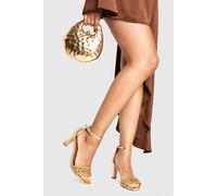 Boohoo 2 Part Braided Heels In Gold gold 7