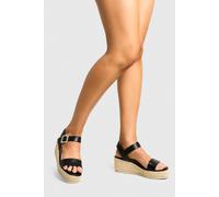 Boohoo 2 Part Espadrille Low Wedges In Black black 8