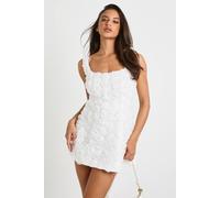 Boohoo 3D Corsage Cluster Bandeau Mini Dress In White white 8