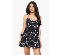 Boohoo Abstract Floral Halterneck Mini Dress In Black black 10