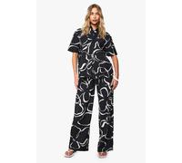 Boohoo Abstract Floral Textured Trousers In Black black 6