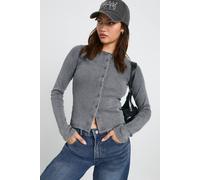 Boohoo Acid Wash Button Through Long Sleeve Top In Charcoal charcoal 6