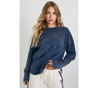 Boohoo Acid Wash Pocket Detail Long Sleeve Top In Navy navy 12