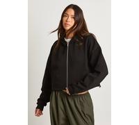 Boohoo Adjustable Waist Zip Through Hoodie In Black black XL