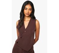boohoo Women's Asymmetric Adjustable Back Waistcoat in Chocolate | Size: 10