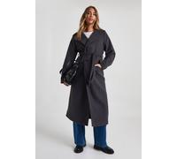 Boohoo Asymmetric Belted Longline Wool Look Coat In Charcoal charcoal 10
