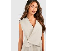 Boohoo Asymmetric Button Front Waistcoat In Taupe taupe 8