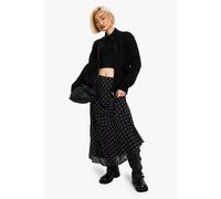 Boohoo Asymmetric Check Print Midaxi Skirt In Black black 8
