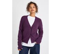 boohoo Women's Asymmetric Knit Cardigan in Plum | Size: Medium
