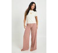 Boohoo Autumn Modal Baby Tee And Wide Leg Trouser Pyjama Set In Burnt Orange burnt orange 6