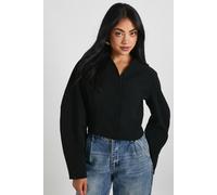 Boohoo Barrel Sleeve Crop Tailored Blazer In Black black 10