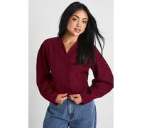 Boohoo Barrel Sleeve Crop Tailored Blazer In Wine wine 12