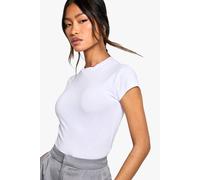 Boohoo Basic Cotton Cropped Baby T-Shirt In White white 10