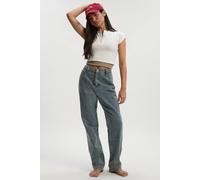 Boohoo Basic High Waist Straight Leg Jean In Washed Blue washed blue 16/32L