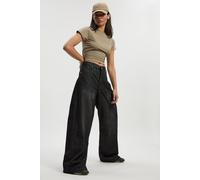 Boohoo Basic High Waist Super Wide Leg Jean In Washed Black washed black 8/32L
