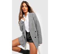 Boohoo Basic Jersey Check Relaxed Fit Blazer In Black black 14