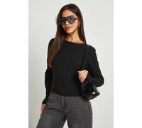 Boohoo Basic Long Sleeve Fitted Top In Black black 12