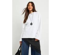 Boohoo Basic Oversized Long Sleeve T-Shirt In White white 14