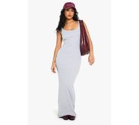 Boohoo Basic Rib Scoop Maxi Dress In Grey Marl grey marl 18